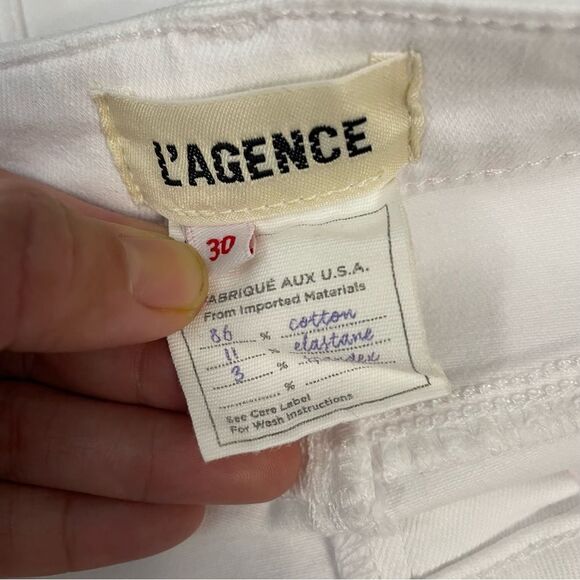 L'AGENCE Margot High-Rise Stretch Skinny Ankle Jeans Blanc Coated sz 30 New - Picture 5 of 7